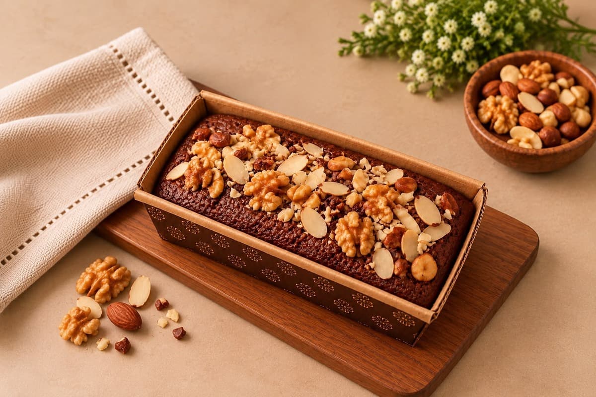 Bolo de chocolate com nozes e amêndoas