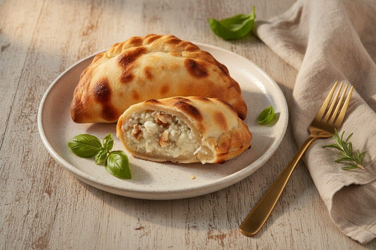 Empanada gorgonzola com nozes