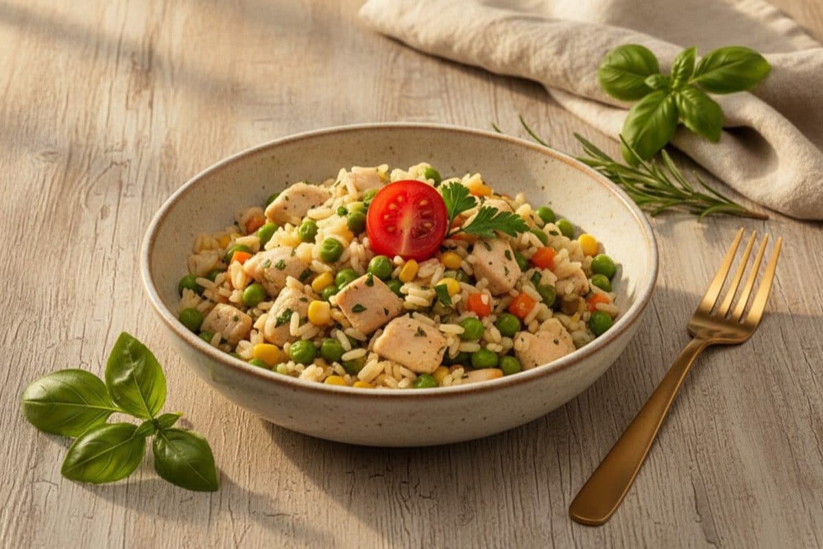 Risoto tailandês de frango